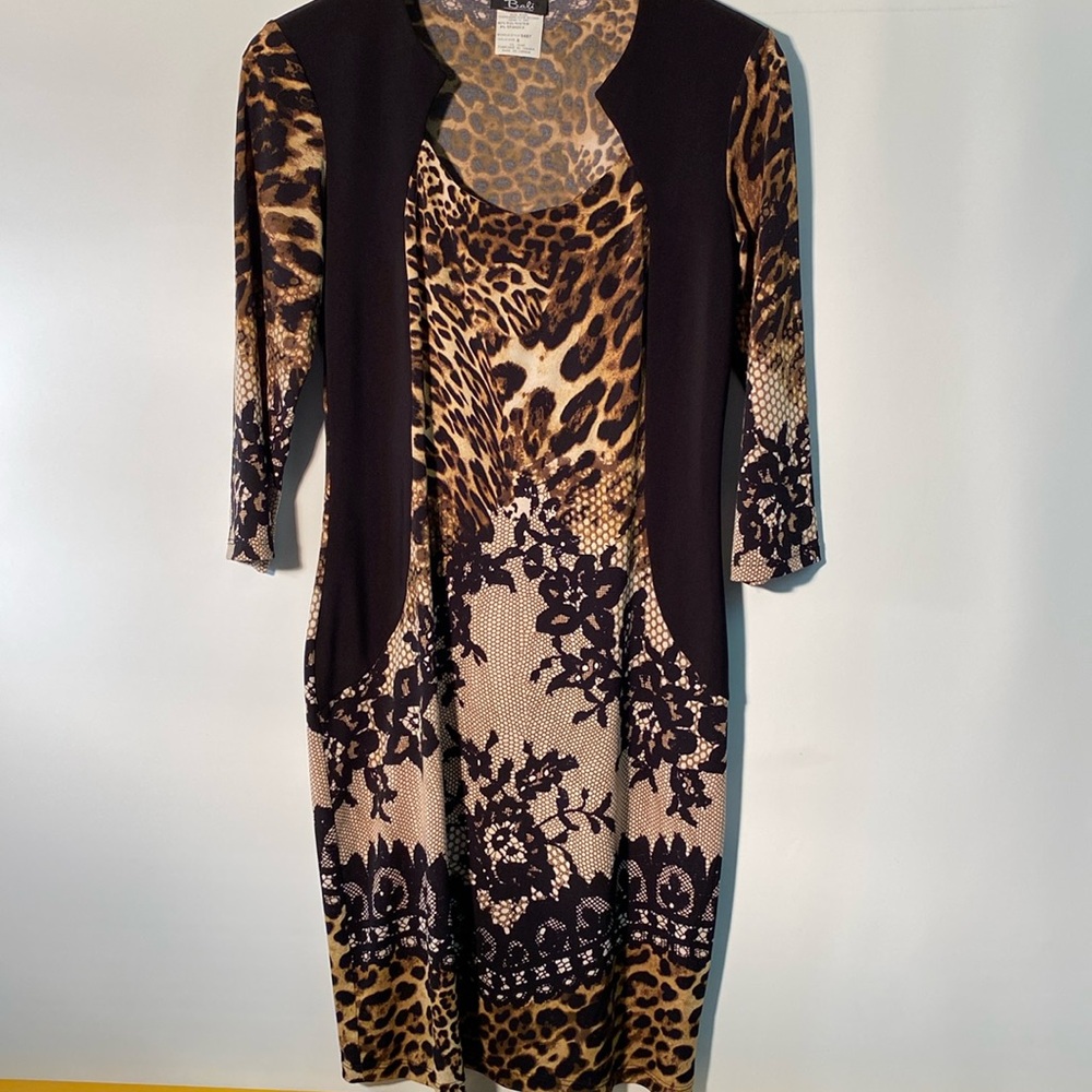 Bali - leopard, lace, and floral patterned dress. Size 8